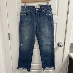 FREE‎ PEOPLE Maggie Women's Raw Hem Straight Leg Ankle Cropped Jeans Size 26